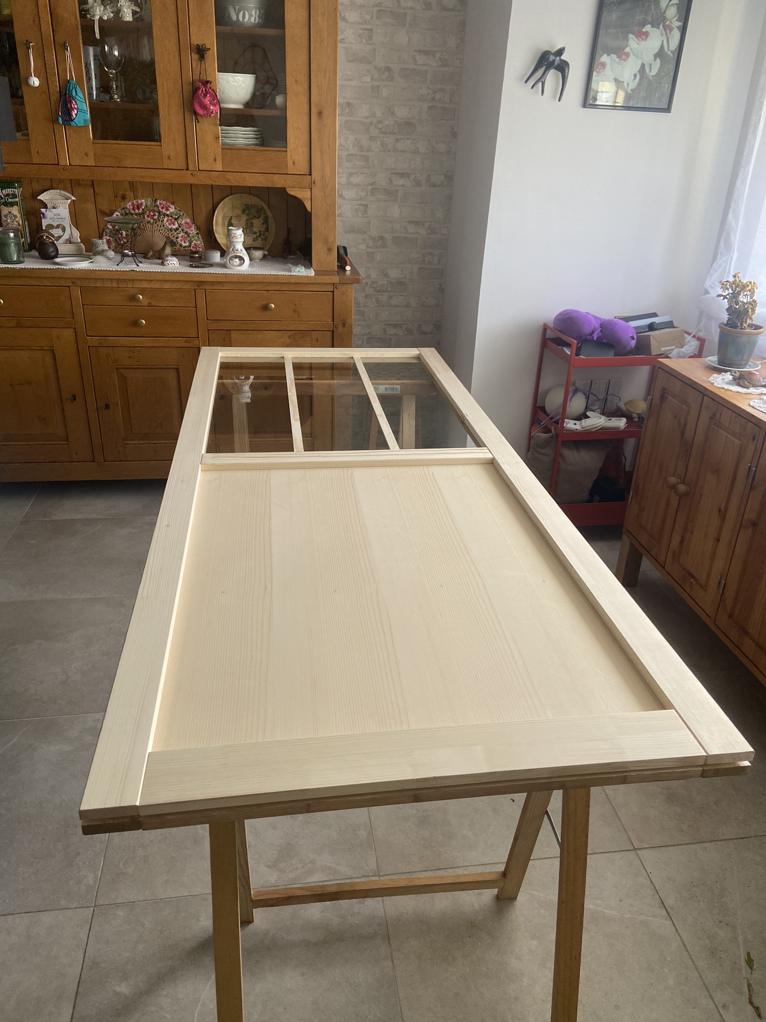 Porte coulissante en pin